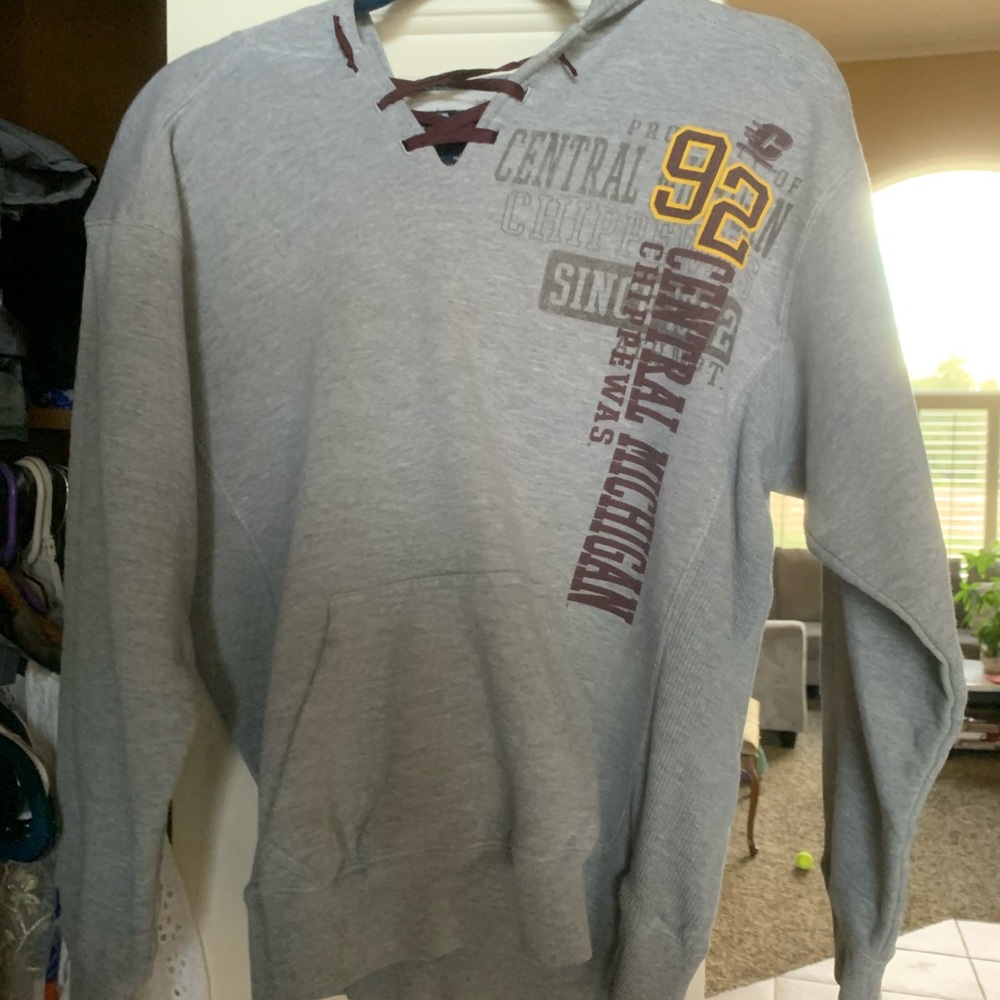 Central Michigan Chippewas Football Hoodie withCrosshatchDrawstings : Smoke Free